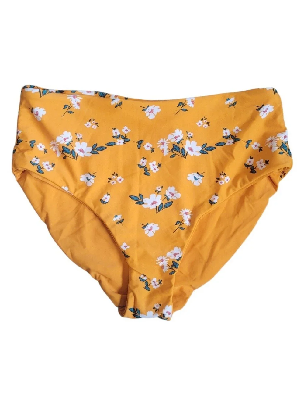 NWT Coral Reef Swim Womens Large High Waist Yellow Floral Swim Bottoms